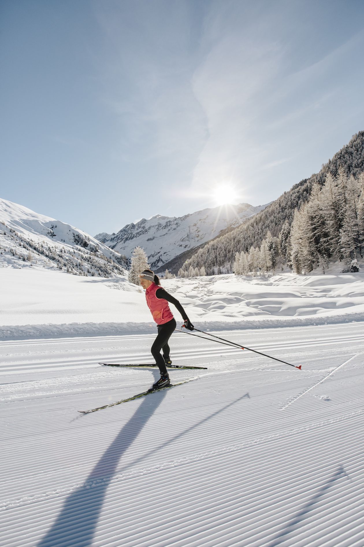 Langlaufen Sulden am Ortler Skigebiet Aussicht Bergkulisse Hotel Lärchenhof